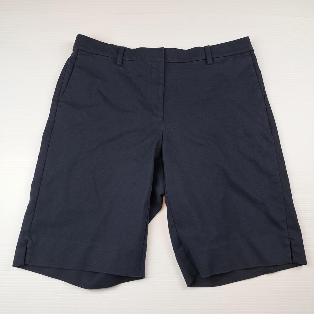 J Jill Shorts Womens 16 Navy Blue Essential Cotton-Stretch Bermuda Chino Casual